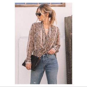 Snake Print Knot Front Top